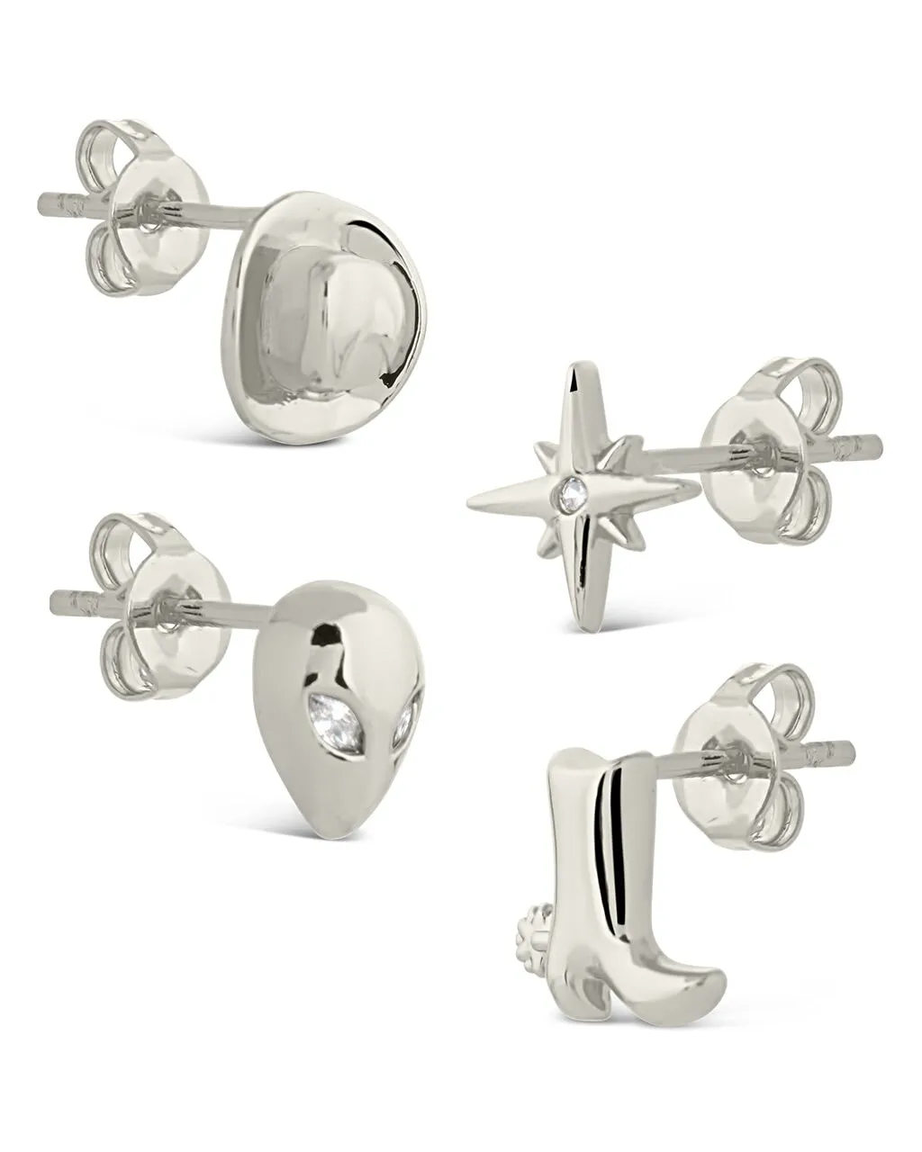 Space Cowgirl CZ Mismatched Stud Earrings