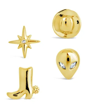 Space Cowgirl CZ Mismatched Stud Earrings