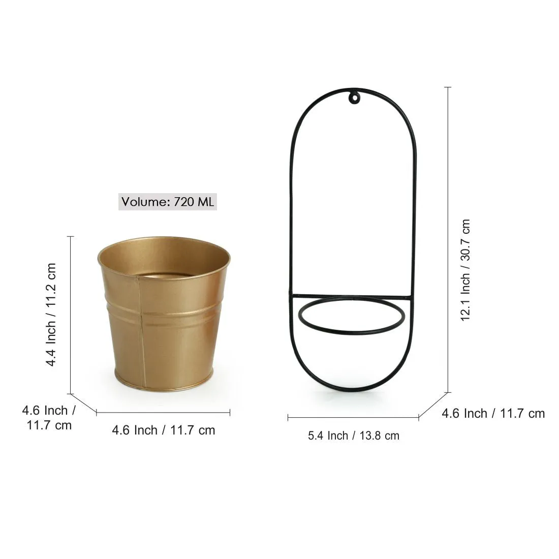 'The Arched Bucket' Wall Planter Pot In Galvanized Iron