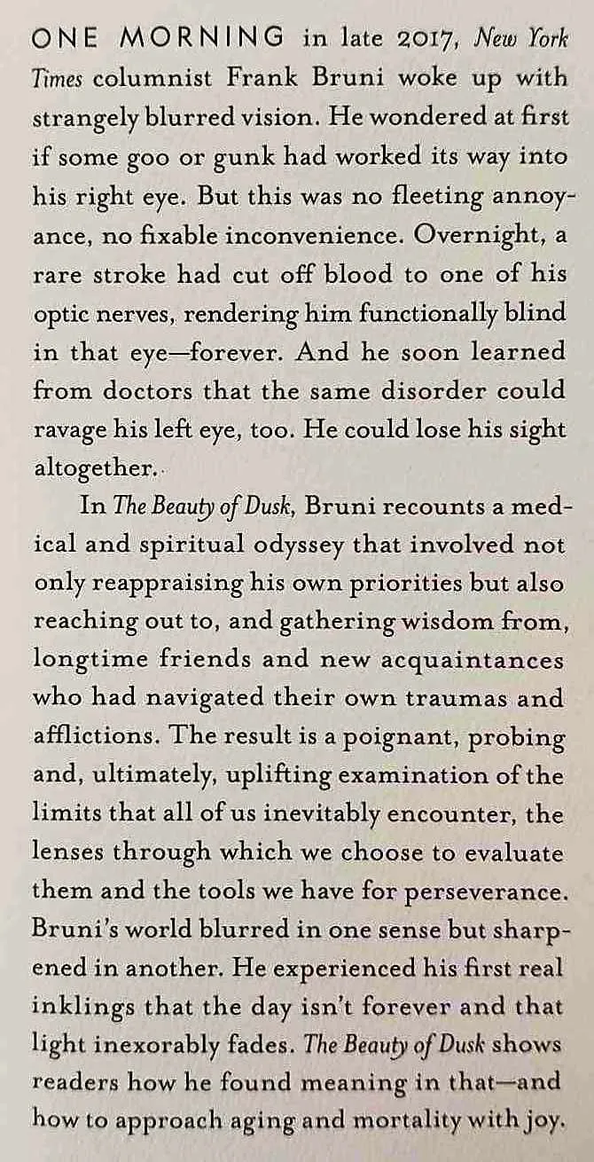 THE BEAUTY OF DUSK - Frank Bruni