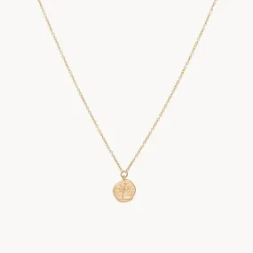 tree of life little coin pendant necklace - 14k yellow gold