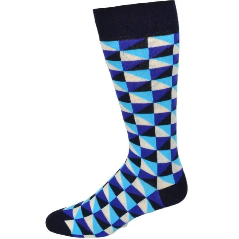 Triangle Pattern Colorful Crew Cotton 2 Pr. Pack Socks