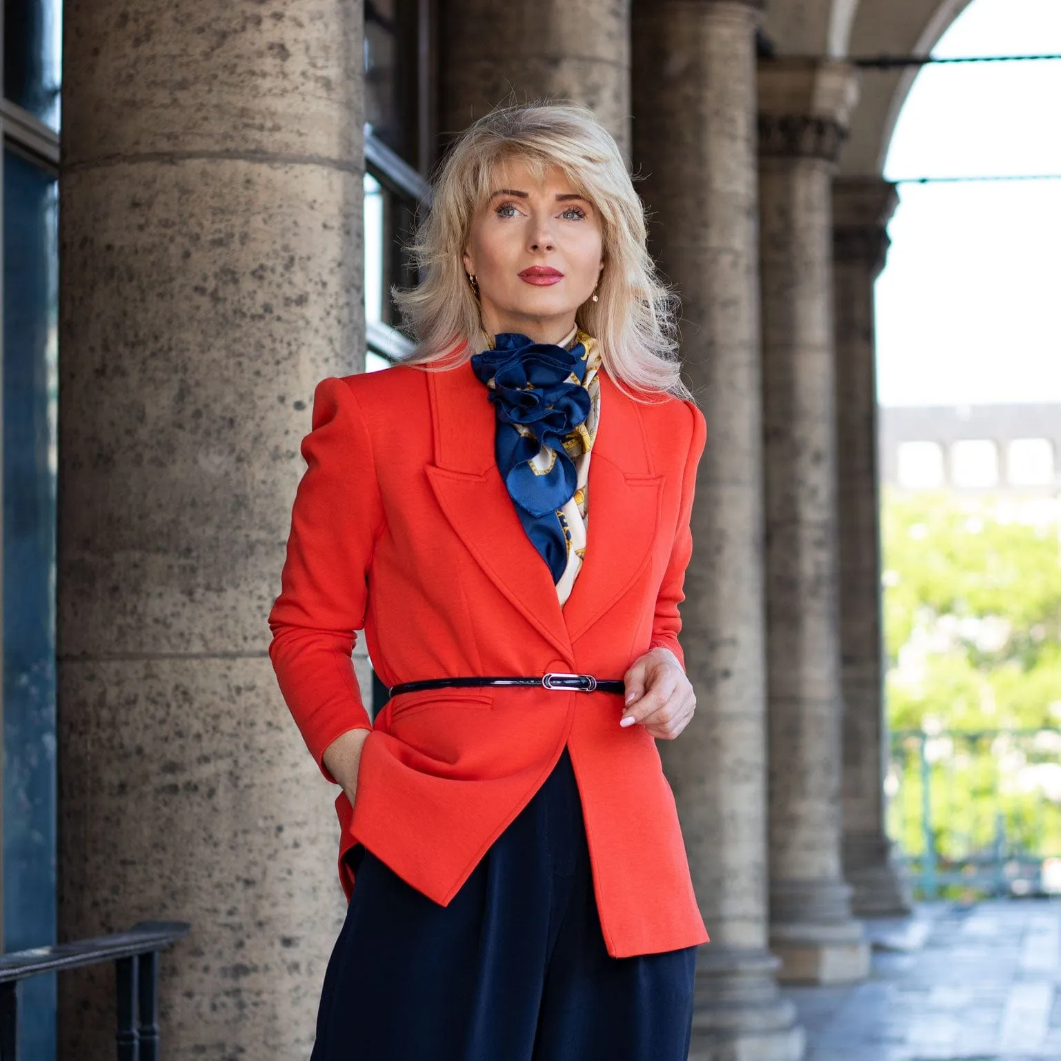 Vittoria - Hand Rolled Silk Foulard - Blue