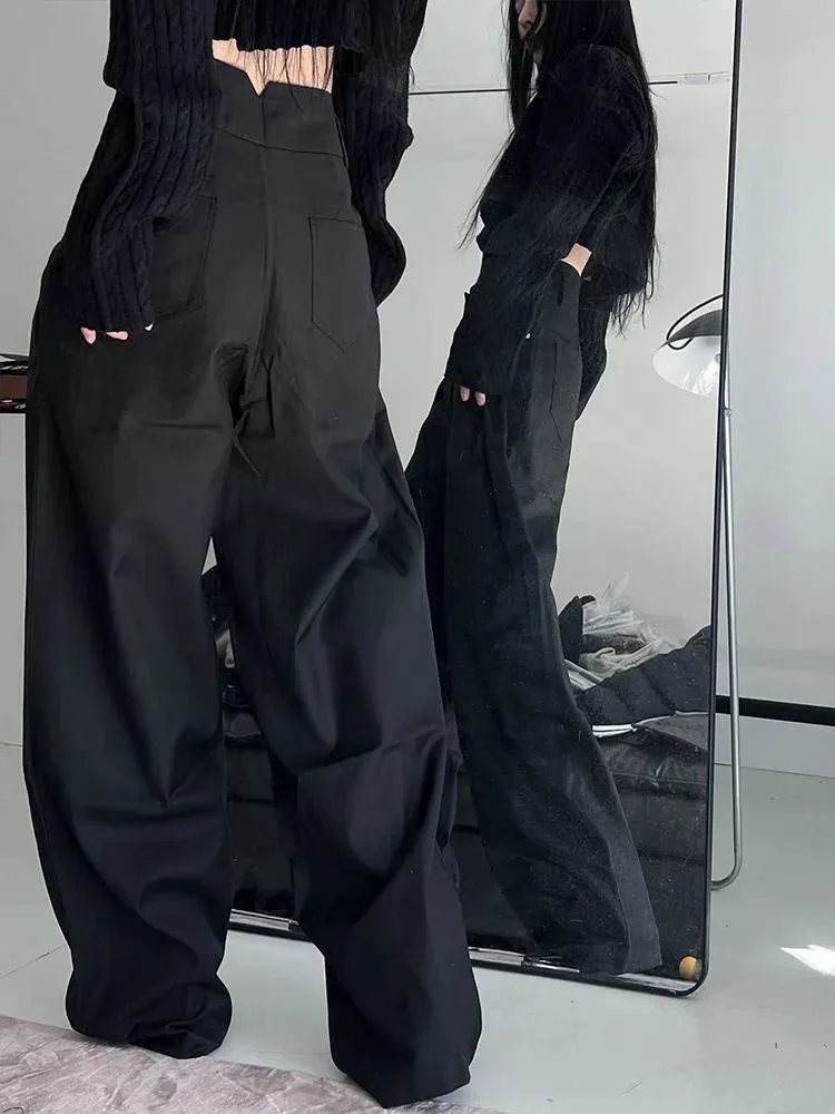 Y2K Cyber Punk Black Cargo Gothic Streetwear Oversize Wide Leg Vintage Pant