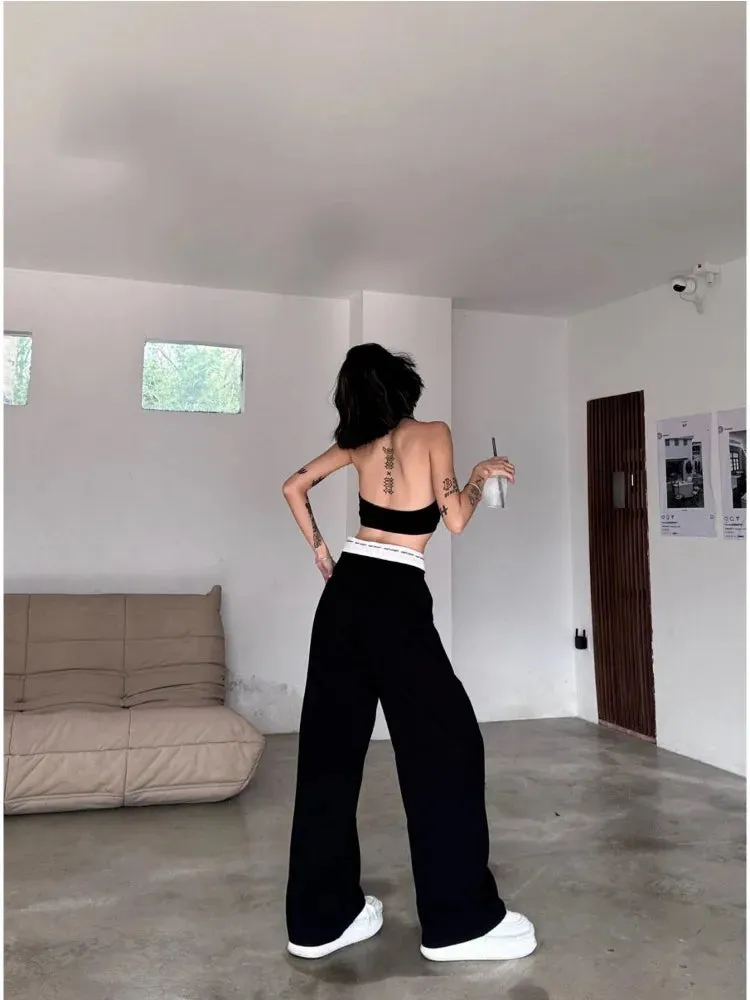 Y2K Vintage Black Cyber Punk Patchwork High Waisted Baggy Cargo Pant